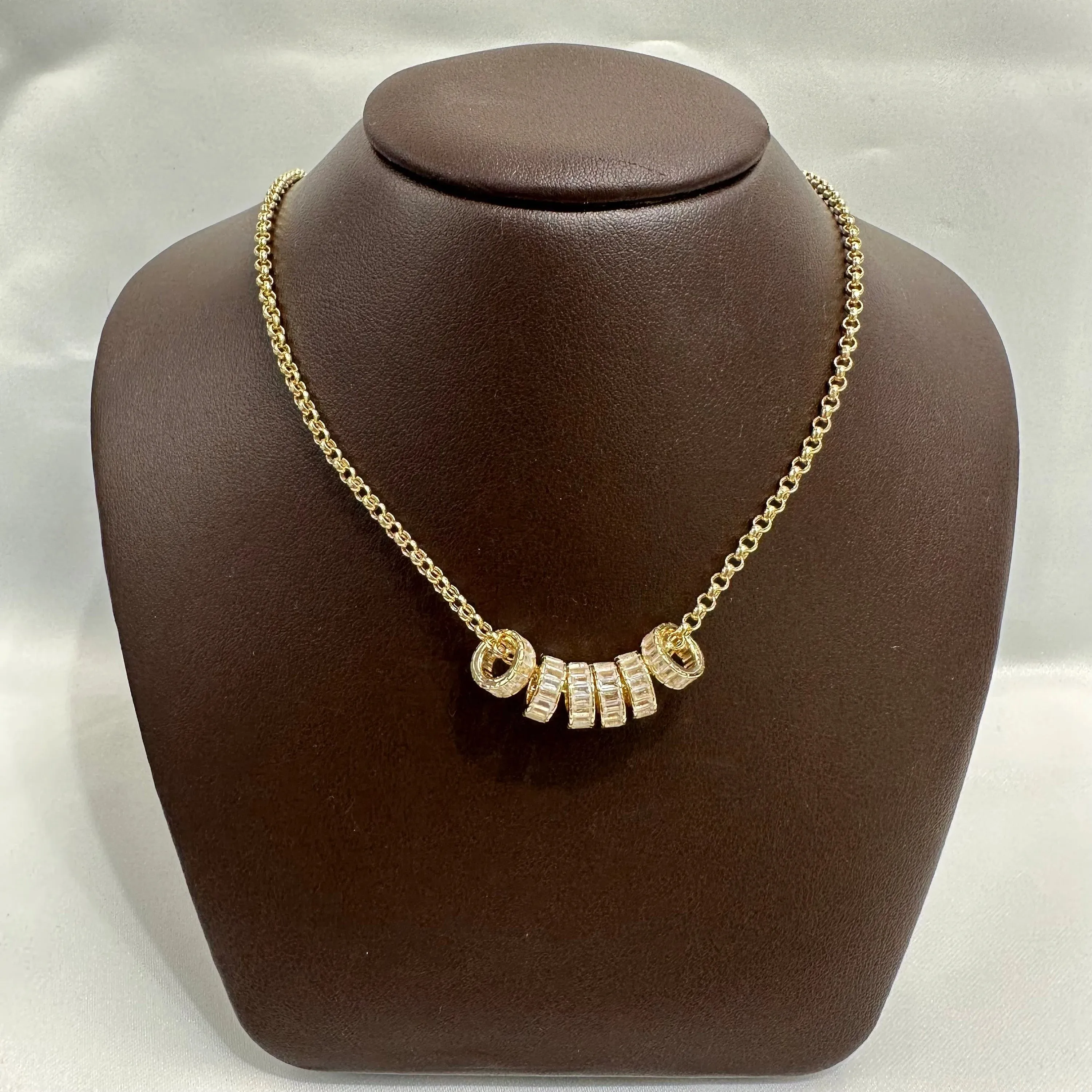 14k Gold Rondelle beads with Baguette Rainbow Moonstone Roundel Charm