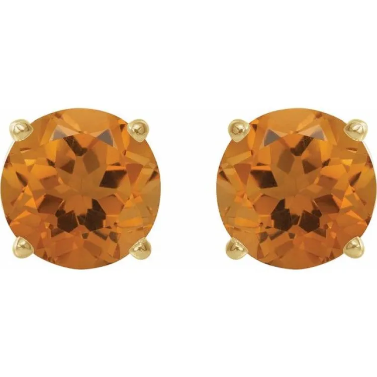 14K Yellow 8 mm Natural Citrine Stud Earrings