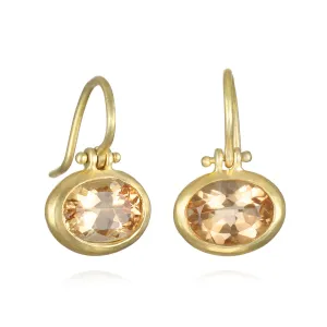 18 Karat Gold Citrine Hinge Earrings