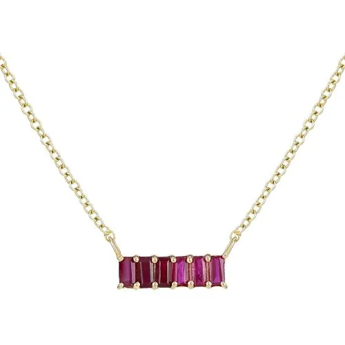 Baguette Cut Pink Sapphire Pendant Necklace 10.20x3.20mm