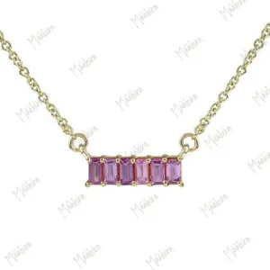 Baguette Cut Pink Sapphire Pendant Necklace 10.20x3.20mm