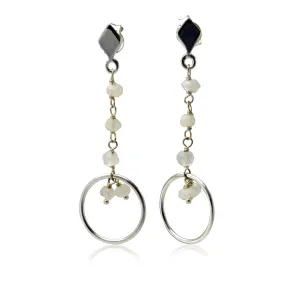 Banyan Silver Drop Earrings with Moonstone Beads
