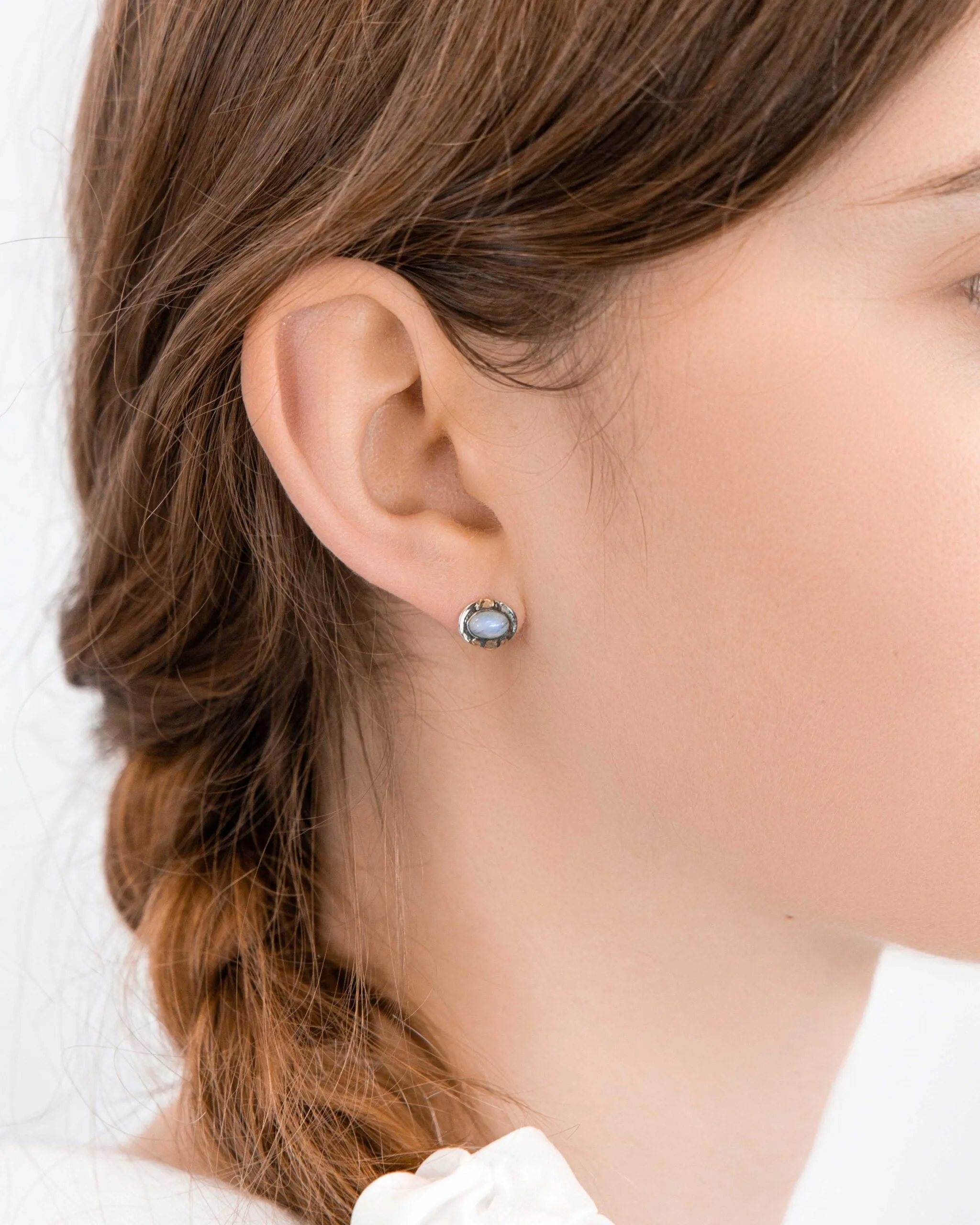 Banyan Silver Moonstone Stud Earrings