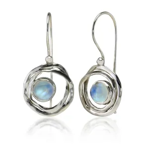 Banyan Sterling Silver Drop Earrings with Rainbow Moonstone