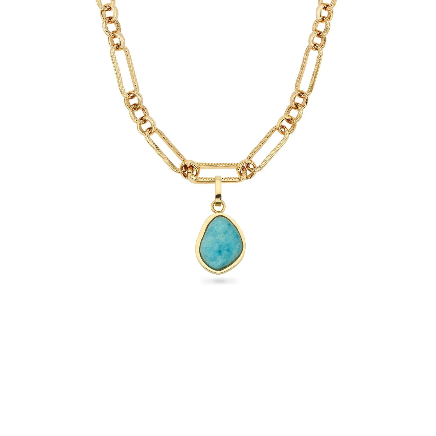 Blue Amazonite Stone Necklace (Gold)