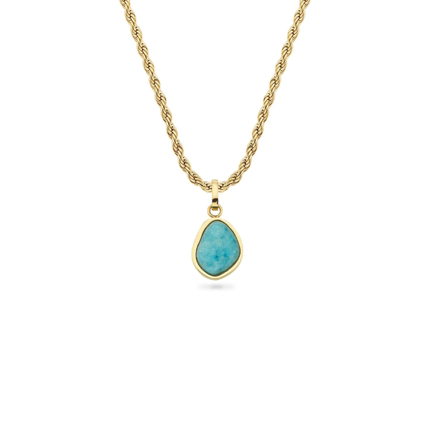 Blue Amazonite Stone Necklace (Gold)