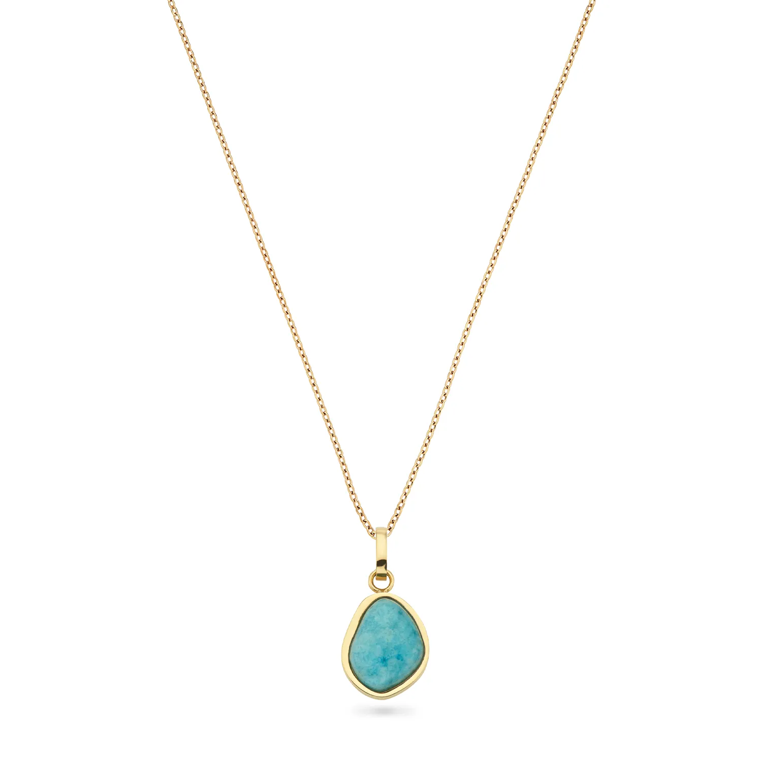 Blue Amazonite Stone Necklace (Gold)