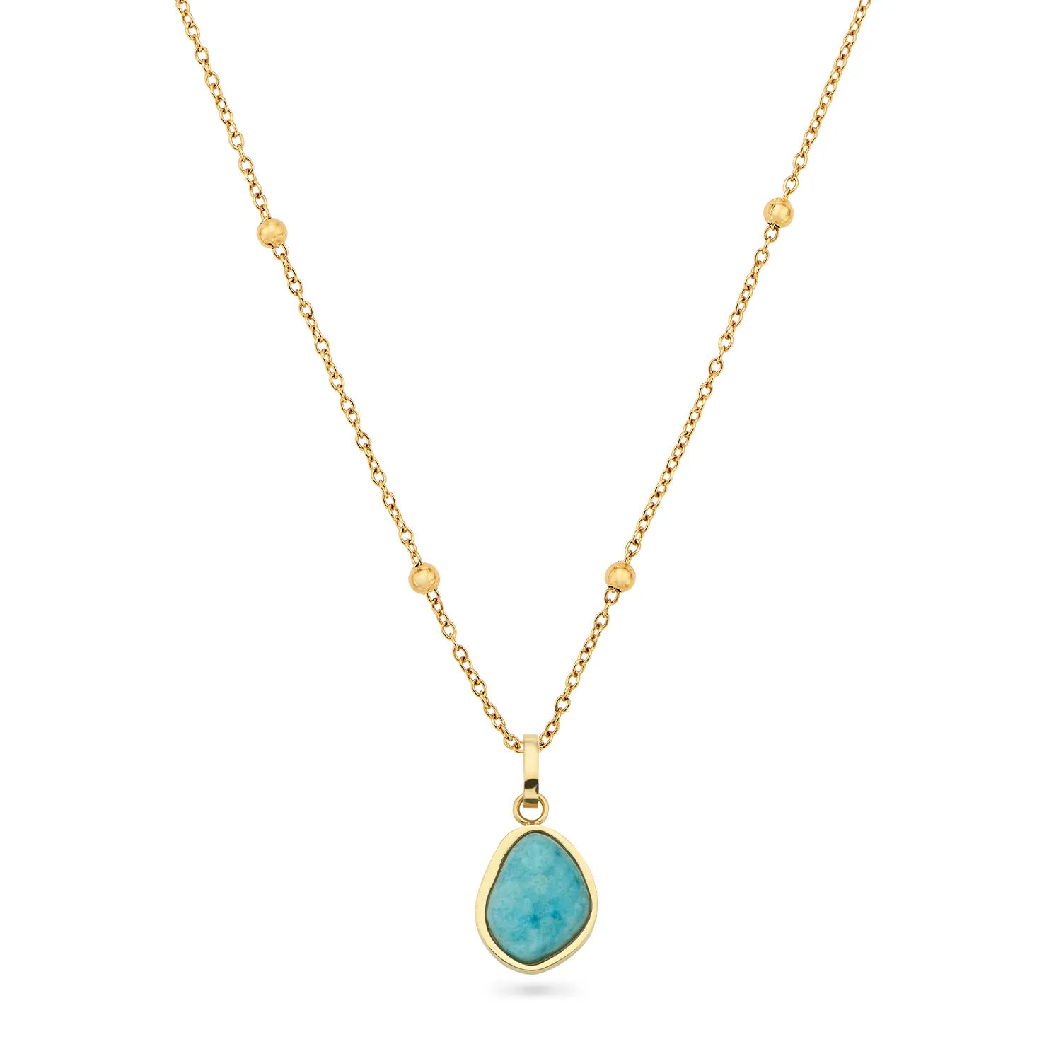 Blue Amazonite Stone Necklace (Gold)