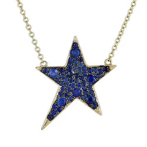 Blue Sapphire Elongated Star Necklace 16.50x20.50mm