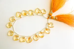 Citrine Heart Shape Faceted Beads