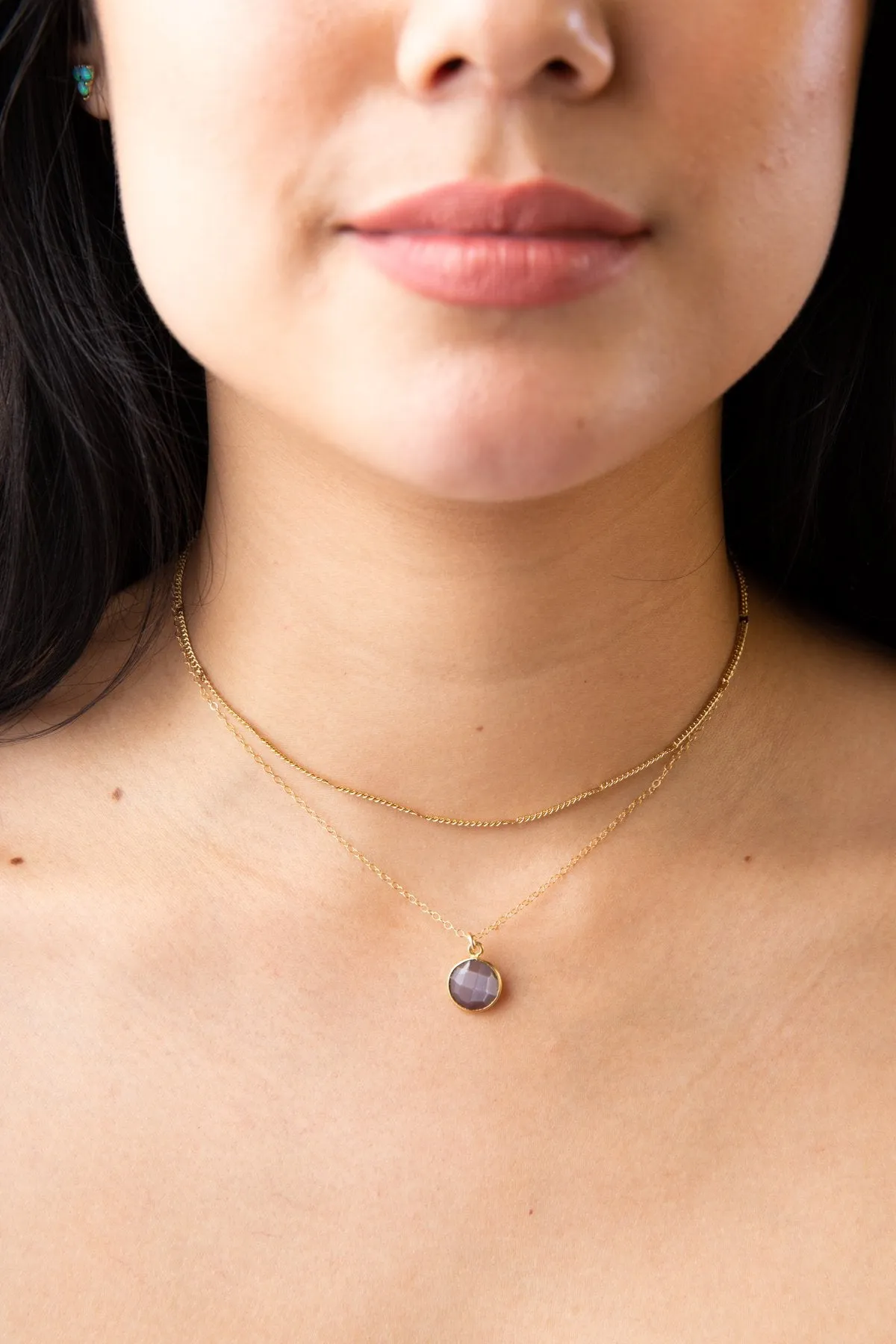 Coin Necklace in Mystic Moonstone