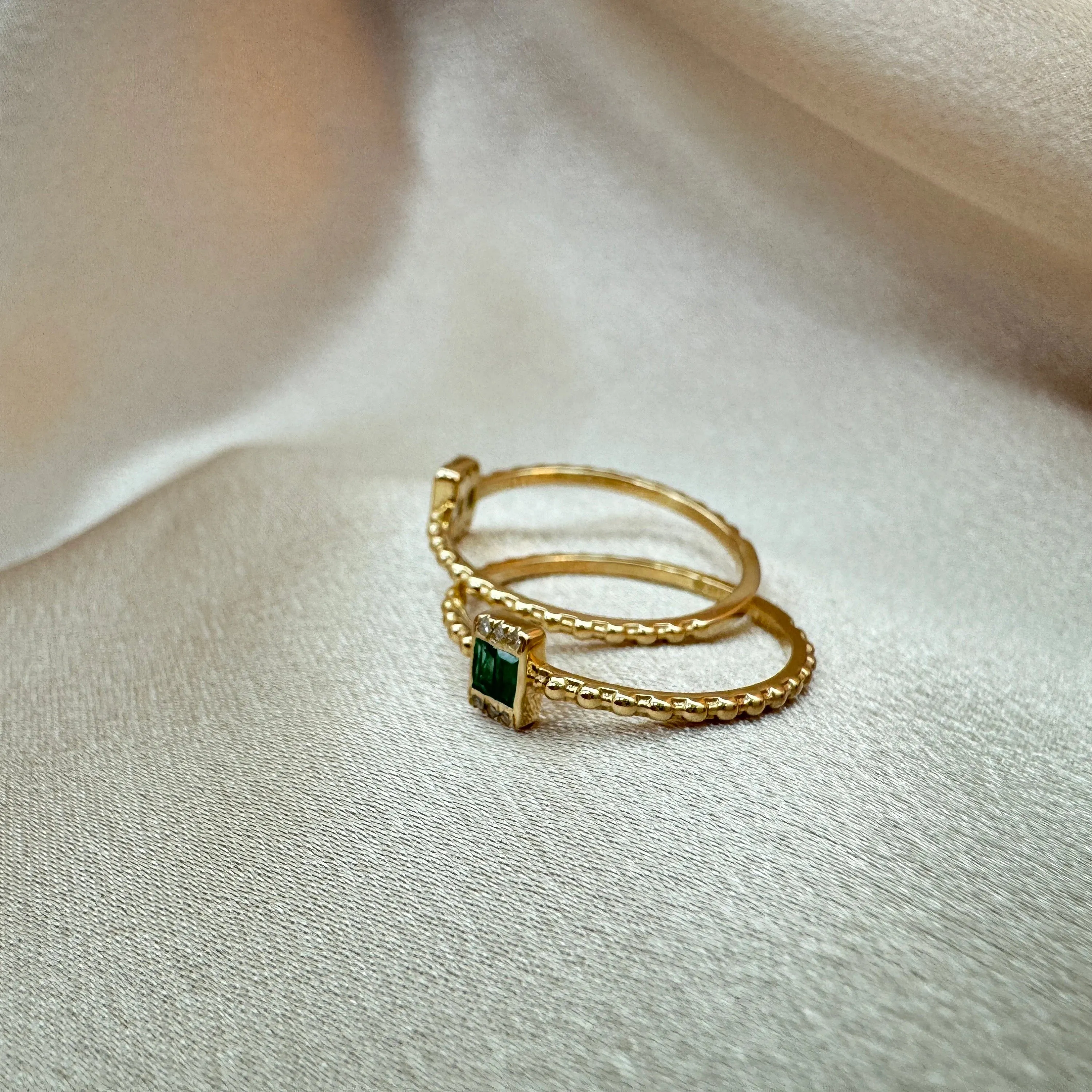 Diamond Emerald Ring in US Size 7