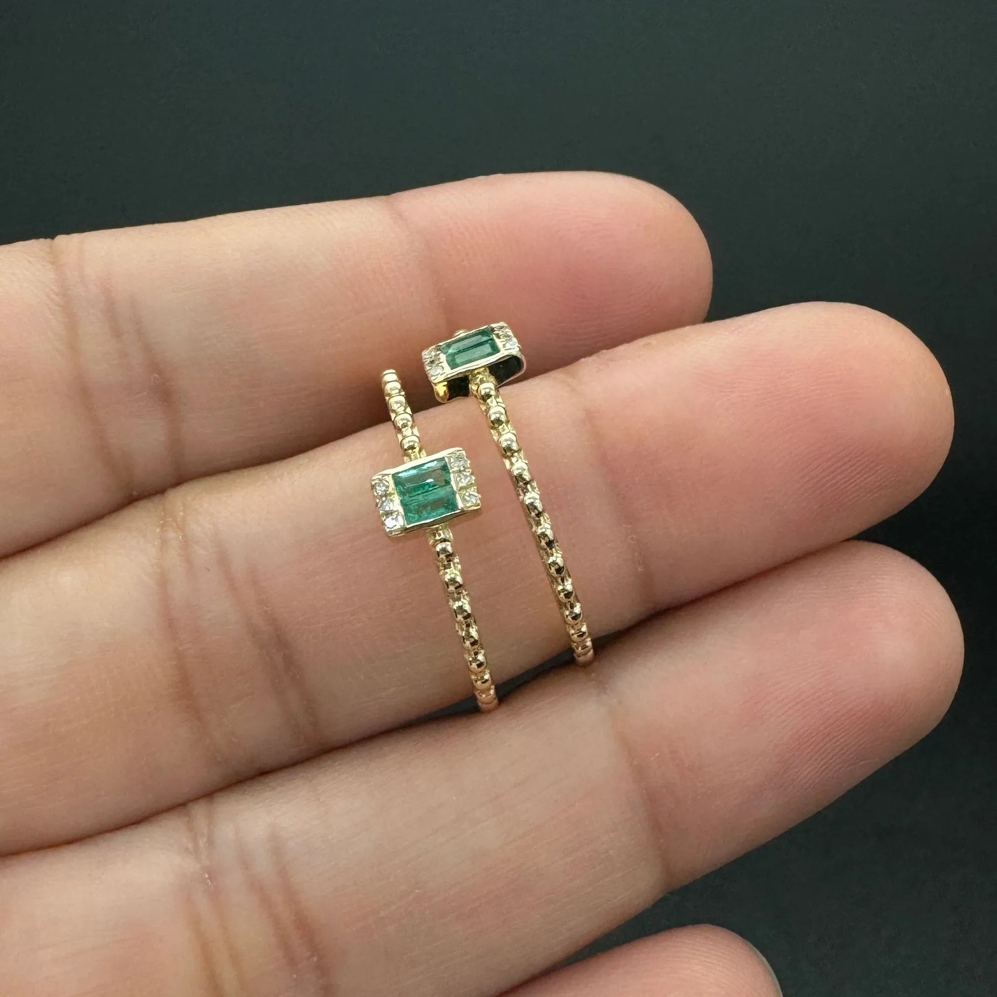 Diamond Emerald Ring in US Size 7