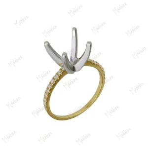 Diamond Engagement Semi Mount Two Tone Ring in US Size 6