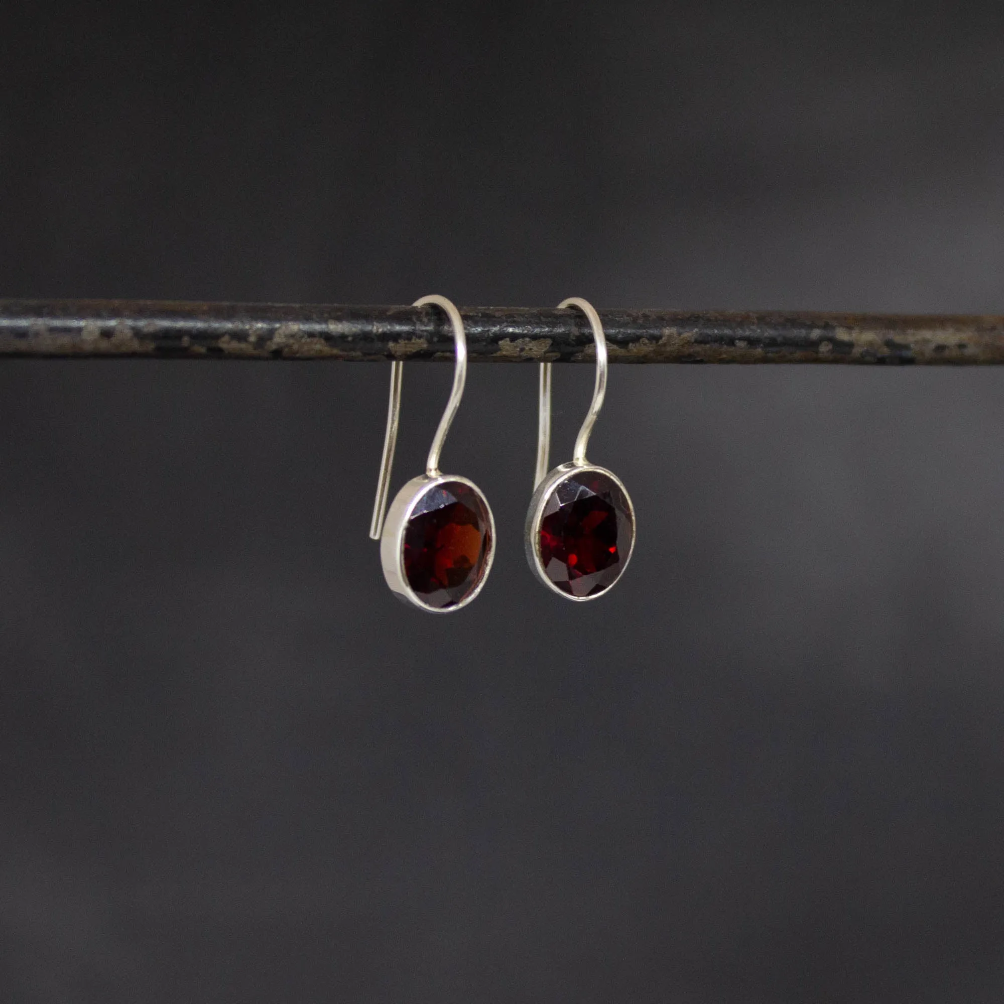 Faceted Oval Gemstone Drop Earrings