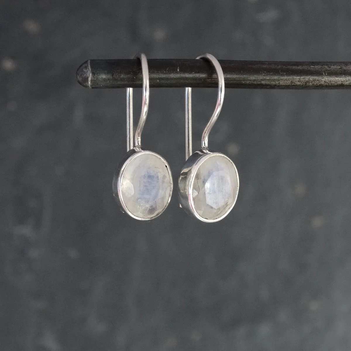 Faceted Oval Gemstone Drop Earrings