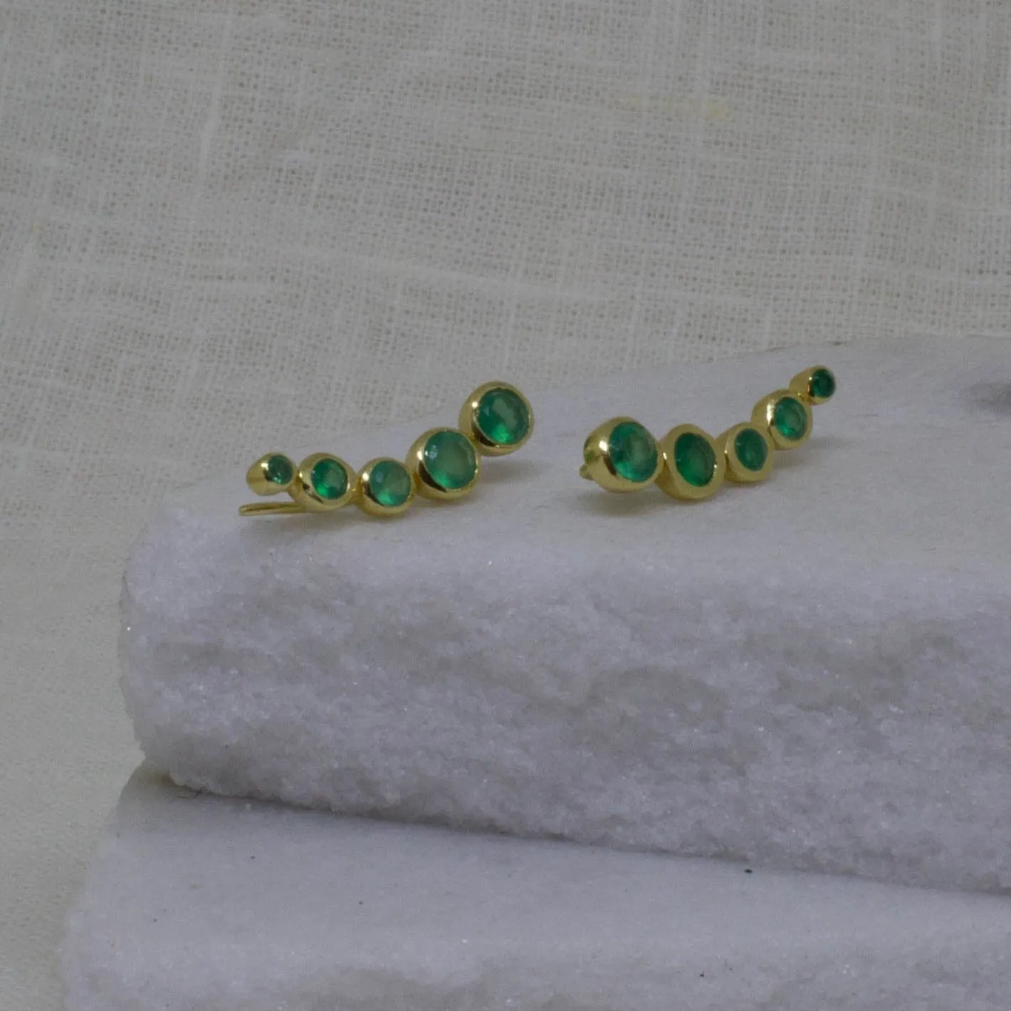 Gemstone Climber Earrings