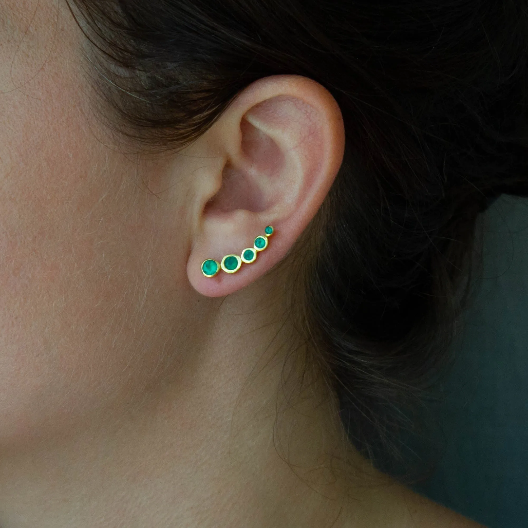 Gemstone Climber Earrings