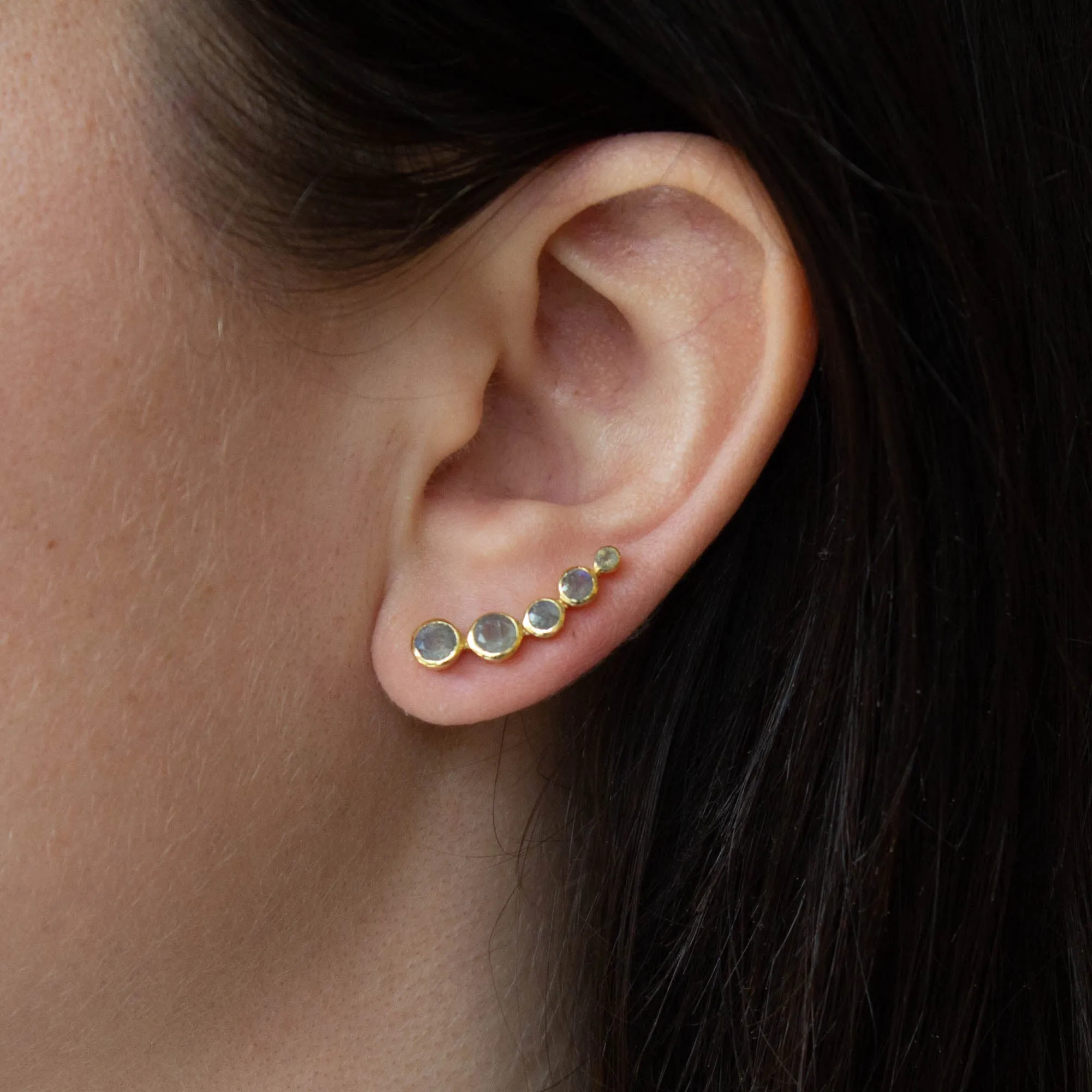 Gemstone Climber Earrings