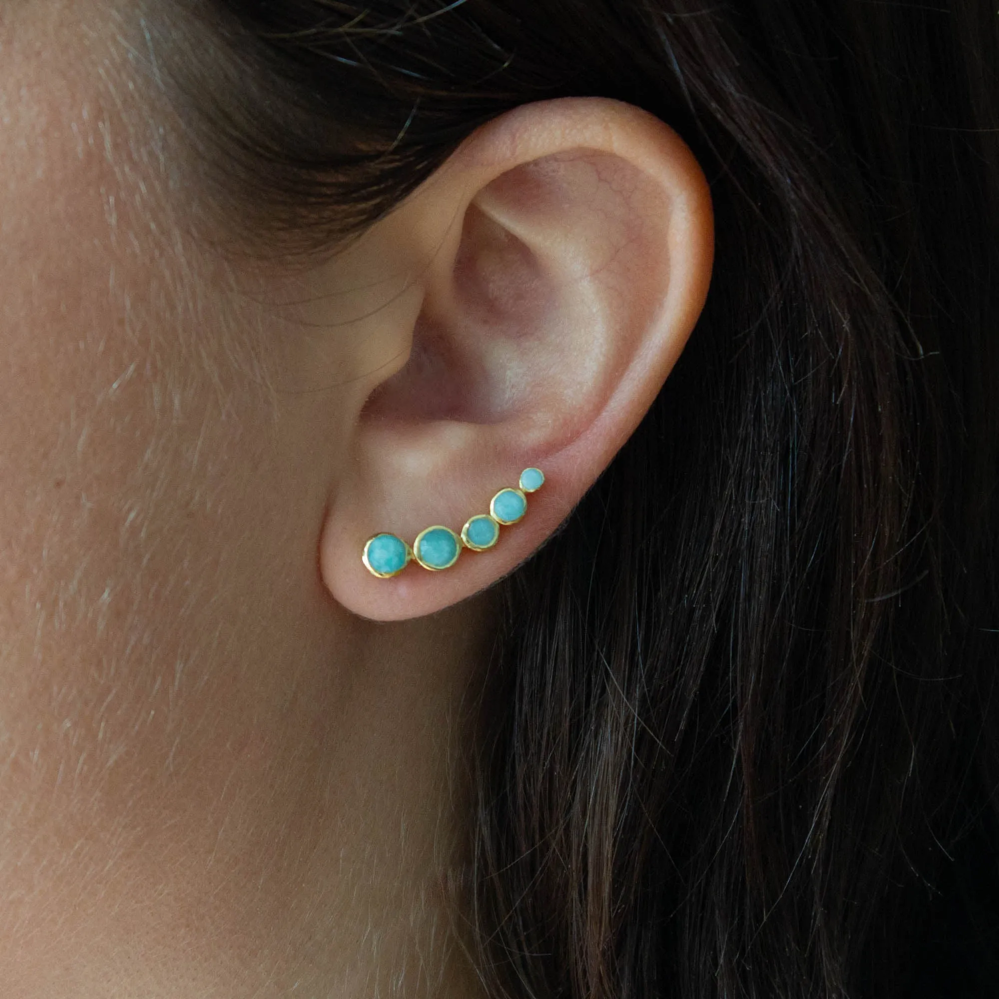 Gemstone Climber Earrings
