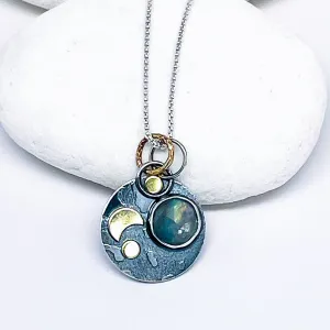 Gunmetal Celestial Necklace - Labradorite and Gold