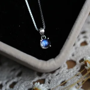 Handmade Clear Moonstone Silver Pendant Necklace Gemstone Jewelry Accessories for Women
