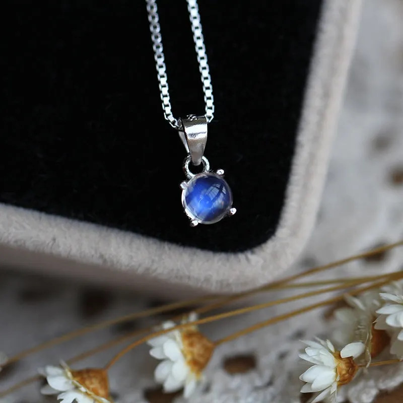 Handmade Clear Moonstone Silver Pendant Necklace Gemstone Jewelry Accessories for Women