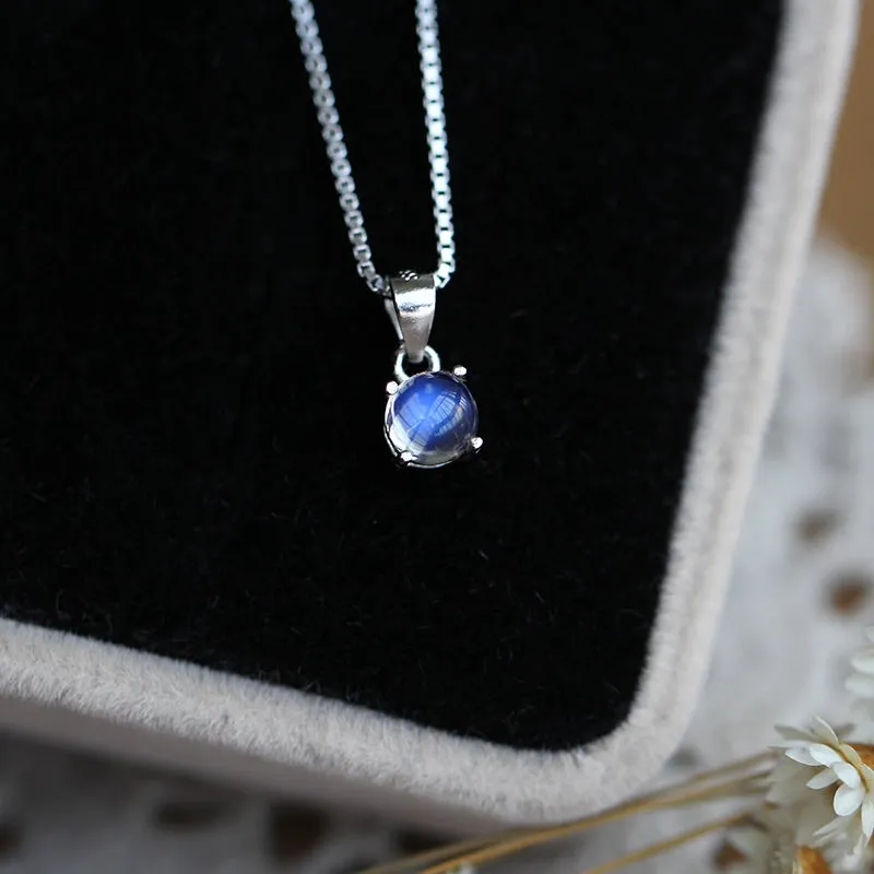 Handmade Clear Moonstone Silver Pendant Necklace Gemstone Jewelry Accessories for Women