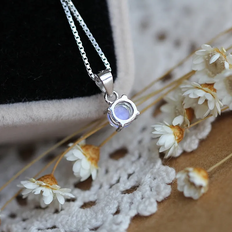 Handmade Clear Moonstone Silver Pendant Necklace Gemstone Jewelry Accessories for Women