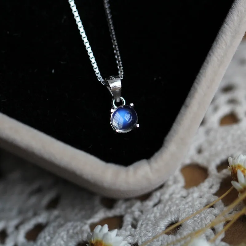Handmade Clear Moonstone Silver Pendant Necklace Gemstone Jewelry Accessories for Women