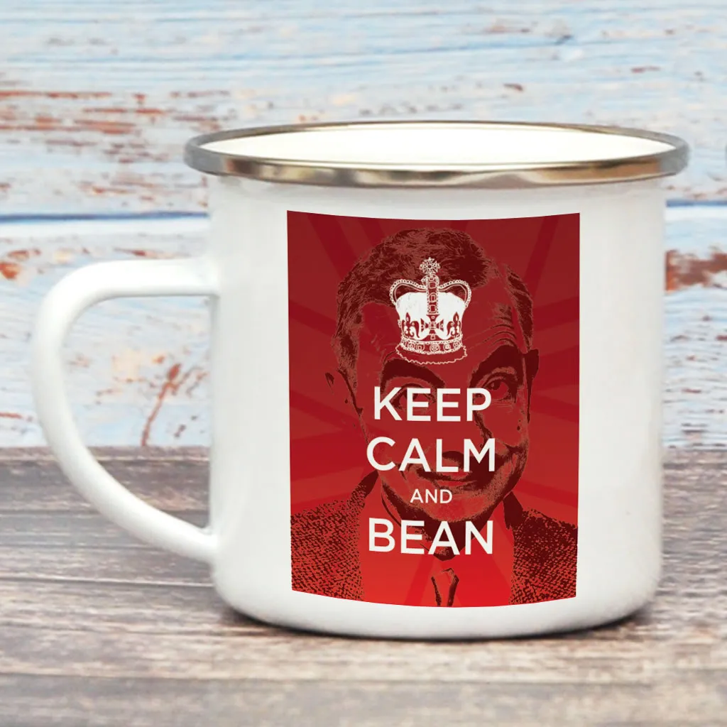 Keep Calm and Bean Enamel Mug