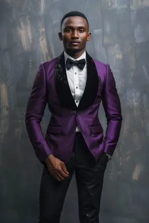 Luke  GROOM Purple slim Fit Men Tuxedos Suit