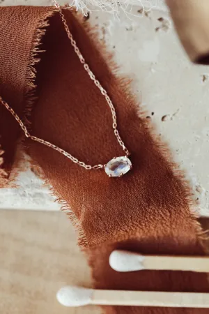 Oval Moonstone in Prongs Necklace