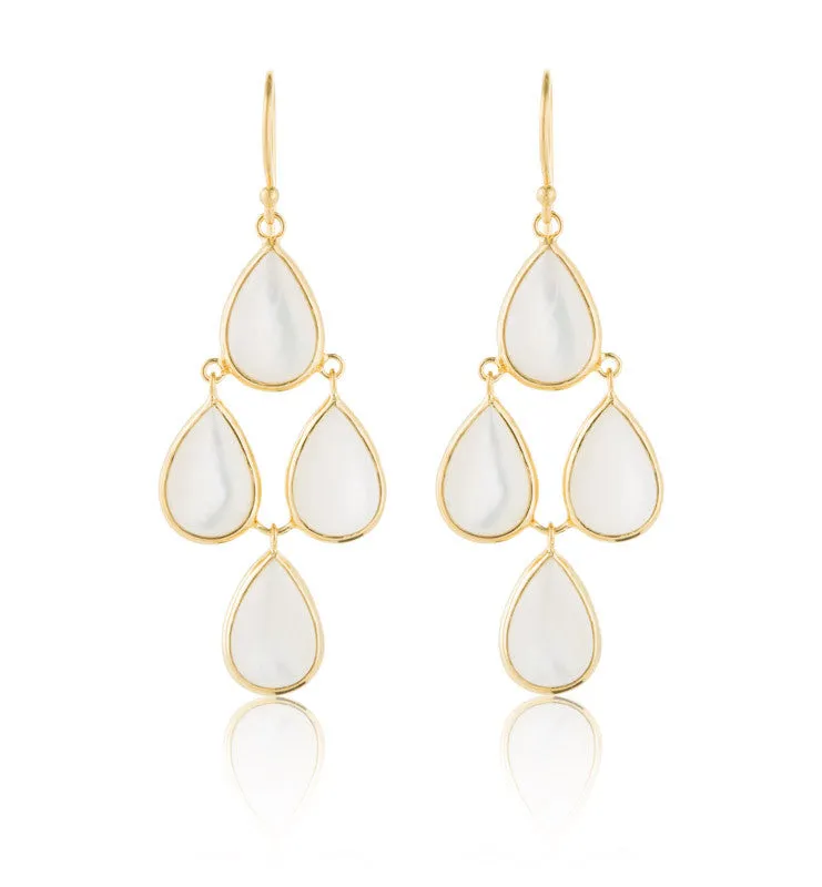 Petal Chandelier, Moonstone, Gold