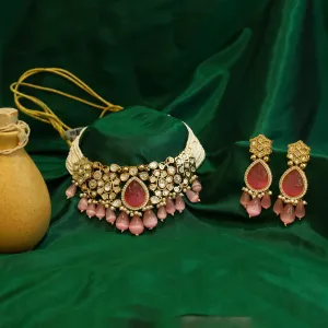 Pink Kundan Necklace Set 20068-7252