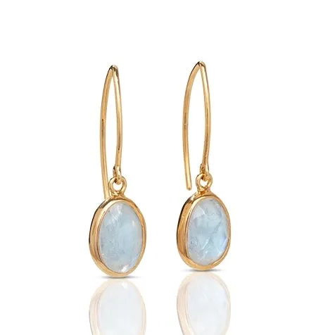 Pulki Earring, Rainbow Moonstone, Gold