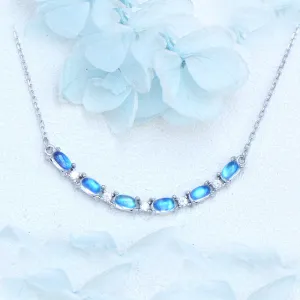 Silver Womens Smile Bar Moonstone Pendant Necklace June Birthstone Jewelry