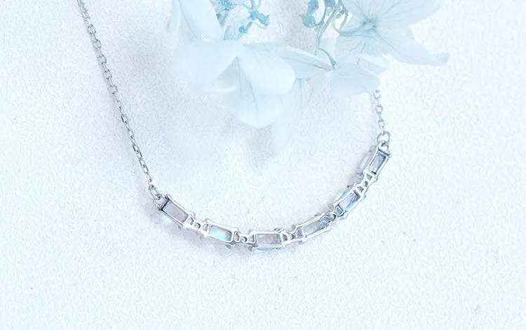 Silver Womens Smile Bar Moonstone Pendant Necklace June Birthstone Jewelry