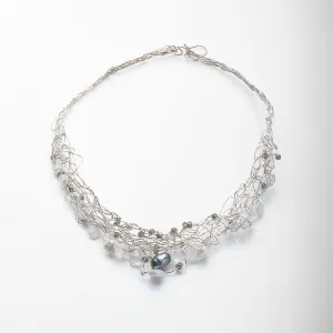 Silvery Pearl and Moonstone Collar