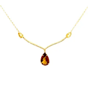 VILLA RICA Necklace (1213) - Whisky Citrine, Yellow Light Citrine / YG