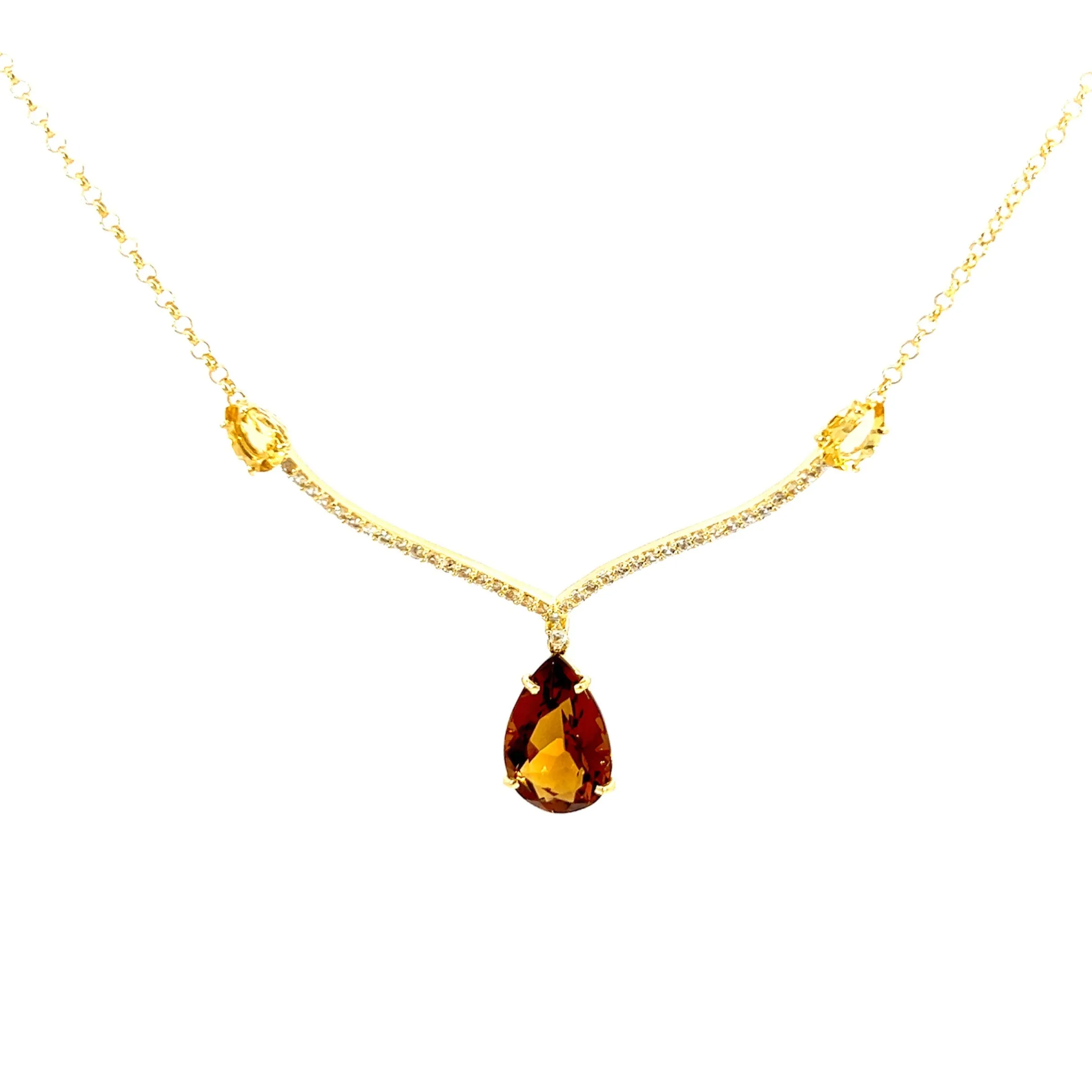 VILLA RICA Necklace (1213) - Whisky Citrine, Yellow Light Citrine / YG