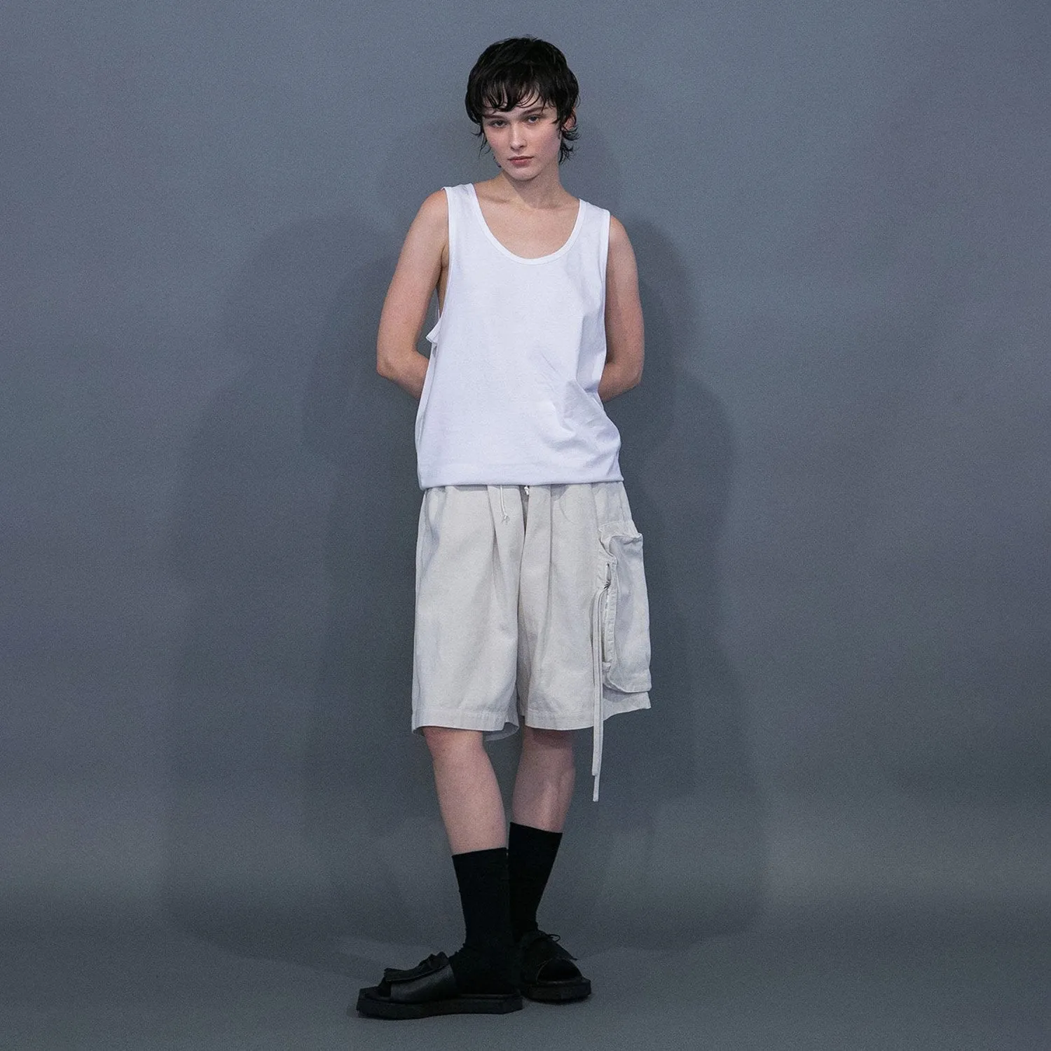 WM04-SP251044 COTTON LINEN BIG POCKET SHORT PANTS